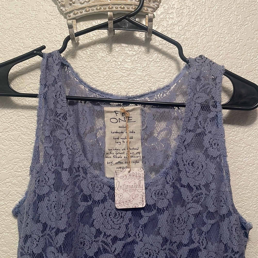 NWT Free People light blue lace slip dress - Picture 2 of 4